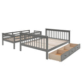 Stairway Twin-Over-Full Bunk Bed with Drawer, Storage and Guard Rail for Bedroom
