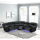 Modern Black Recliner Sectional Sofa