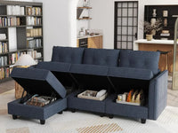 Modular Sectional Sofa w/ Reversible Chaise, L Shaped Sofa with Ottoman, 4 Seater Sectional Corner Couch