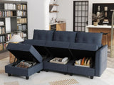 Modular Sectional Sofa w/ Reversible Chaise, L Shaped Sofa with Ottoman, 4 Seater Sectional Corner Couch