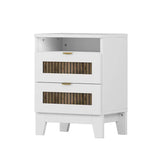 Bedroom Set, 4-Piece Collection, Platform Bed with Wooden Strip Decor, Storage Nightstand & Dresser