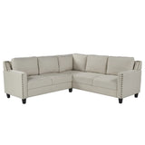 Living Room Rivet Modern Upholstered Sofa Set with cushions