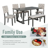 Dining Table and Chair Set with Special-shaped Legs  Seat Backs&Cushions for Dining Room Gary