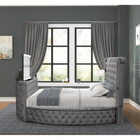 Modern Style Crystal Tufted King 4PC Bed room set Made with wood in Gray ,Main Color: Gray