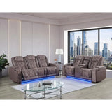 Power Reclining Sofa and Loveseat Set with Power Headrest, LED Lighting