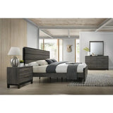 King Size Wood Bedroom Set, Antique Grey Finish Bed, Dresser, Mirror, Night