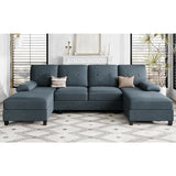 Living Room, U Shaped Sofa Couch with Double Chaise, 4-Seat Living Room Furniture Sets