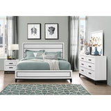 5PC Full Bedroom Set in Mirage White - Modern Bed, Nightstands, Dresser