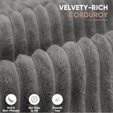 Sofa  L-Shape Chaise, Deep Seated Cloud Couch, Corduroy Grey Upholstery, Living Room/Bedroom