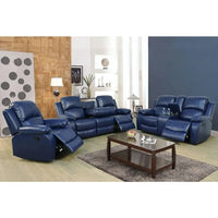 Leather Reclining Sofa Set for Living Room Set, Recliner Sofa with Drop Down Table/Double Recliner