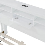 Wooden Bedroom Set with Bed Frame, 2 Nightstands & 1 Dresser in White Finish