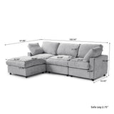 Sectional Sofas Modern Cloud Couch Chenille L-shaped Modular Sectional Sofa for Living Room 3 Seats Couch