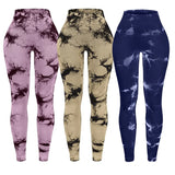 3 Piece Workout Leggings Sets for Women High Waisted Tie Dye Gym Scrunch Butt Lifting Seamless Yoga