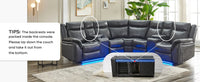 Power Recliner Sectional Sofa Couches With LED Light For Living Room, Reclining Couch Sets