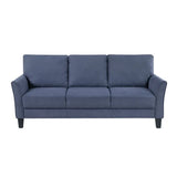sofa set, blue soft cushion sofa, couple's chair, plush seat, solid wood living room furniture