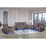 Power Reclining Sofa Loveseat Recliner Set with Power Headrest LED Lights