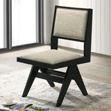 5pc Black Dining Set Gray Upholstery Table w 4x Side Chairs 48" Round Dining Table