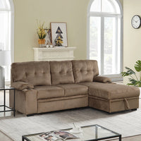 Upholstered Sofa Bed Sleeper Sectional Sofa with Storage Chaise and Cup Holder for Living Room Furniture Set