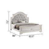 Style 4 Pc Queen Bedroom Set with Button Tufted Upholstery Headboard Made with Wood in Antique White