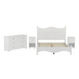 Style Bedroom Sets, Queen Size Platform Bed Storage Nightstand and Dresser with Metal Handle, White