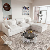 Living Room Modern Cloud Couch Down Filled L-Shaped 3Seater Couch with Ottoman