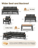 Aluminum Outdoor Patio Furniture Set 8 Seats, Outdoor Sectional Corner Sofa, Patio