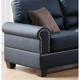 Living Room Furniture Black Bonded Leather 2pc Sofa Set