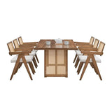 rectangular wavy dining table set, one wooden dining table and six chairs, modern living room
