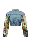 winter fashion print color matching denim jeans