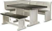 Wood Kitchen Corner Breakfast Dining Nook Set with Hidden Storage in Off White Dark Brown