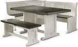 Wood Kitchen Corner Breakfast Dining Nook Set with Hidden Storage in Off White Dark Brown