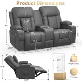 Loveseat Recliner Sofa, Home Theater Seating with Center Console, Reclining Loveseat RV Couch with USB