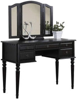 Bedroom Contemporary Vanity Set w Foldable Mirror Stool Drawers