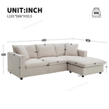 Modern Sectional Sofa, Couch Set with 2 Free pillows,4-seat Couch Set with Convertible ,Living Room