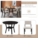 1 Classic Dining Table & 4x Side Chairs,Round Table, Chair