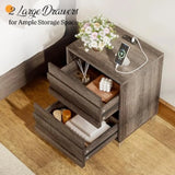 3 Piece Bedroom Set Including Farmhouse Full Size Bed Frame with Slatted Headboard  Nightstands Set