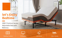 Queen Adjustable Bed Frame - 14“ Luxury Cool Gel Memory Foam Hybrid Mattress