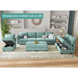 Living Room Sofa with Storage Seat Reversible, Sectional Sofa Set, Modular Sectional Sleeper Sofa Bed