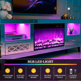 TV Stand for 23-65+ Inch TVs, Silver Glitter TV Stand with LED Light, Modern