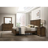 Wooden Panel Bed Set with Dresser, Mirror & Nightstands