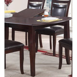 dark brown rectangular modern dining table with butterfly leaf 6x side chairs
