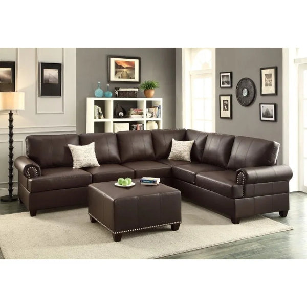 Sectional 2pc Sofa Set Living Room Furniture Reversible L/R Loveseat Wedge Sofa Couch Pillows