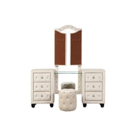 Modern vanity design with a practical mirror,Crystal Tufted Vanity set Made with Wood
