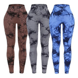 3 Piece Workout Leggings Sets for Women High Waisted Tie Dye Gym Scrunch Butt Lifting Seamless Yoga