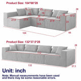 Modular L-Shaped Sectional Sofa Set, Luxury Upholstered Couch for Living Room
