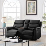 Manual Recliner Sofa Living Room Set Upholstered Faux Leather 3-seater and Loveseat Couch with Storage