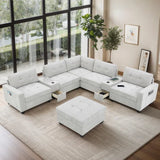 L-shaped/ U-shaped Tufted Sofa with Storage Consoles, Couch Set for Living Room