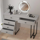 Makeup Vanity Desk Set W/ Drawers Storage Dresser Dressing Table Bedroom Gray