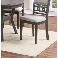 Dining 5pc Set Round Table w 4X Side Chairs Grey  For dining room, living room