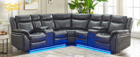 Power Recliner Sectional Sofa Couches With LED Light For Living Room, Reclining Couch Sets